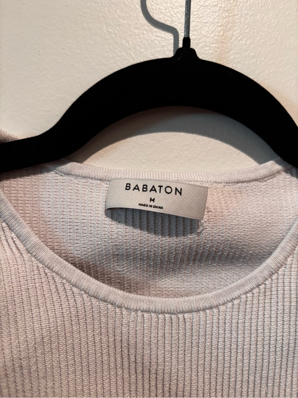 Babaton Ribbed Crewneck Sweater in Pale Pink
